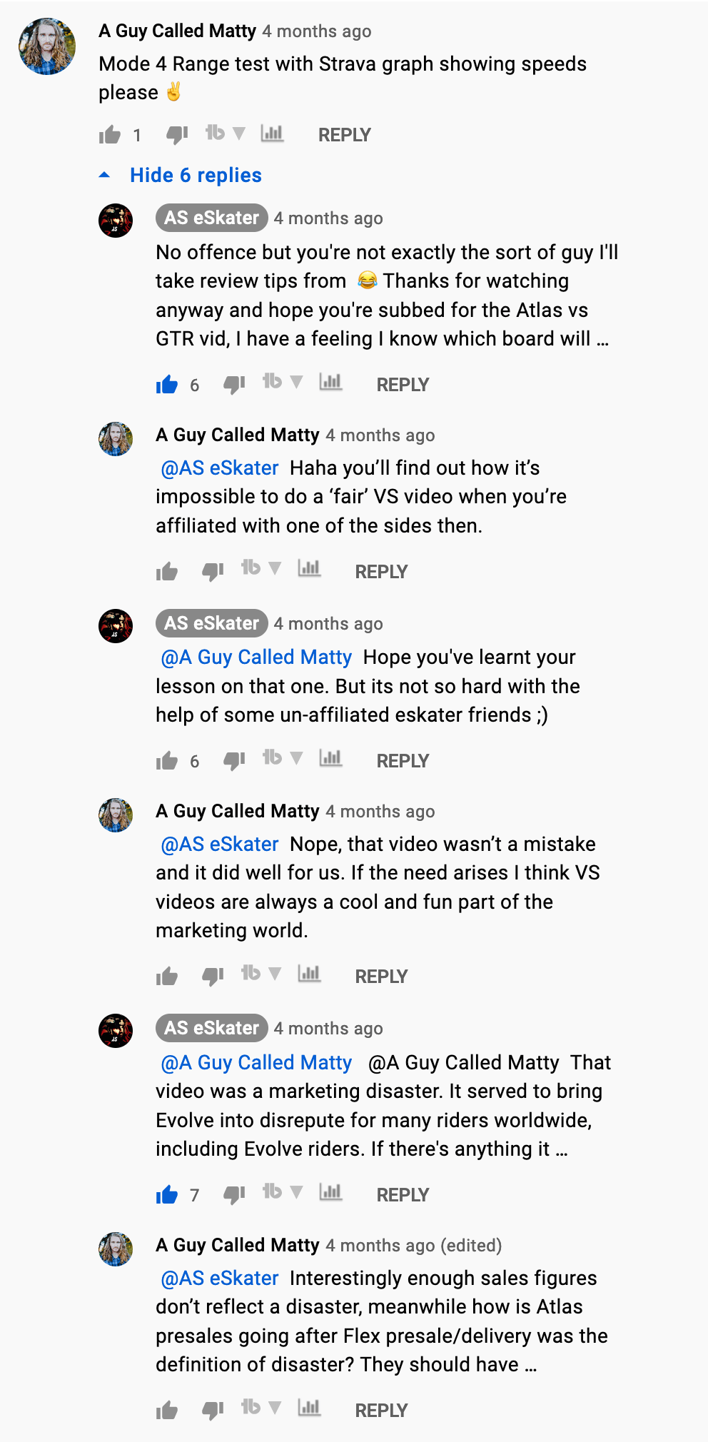 Matty claiming his video did well for Evolve.