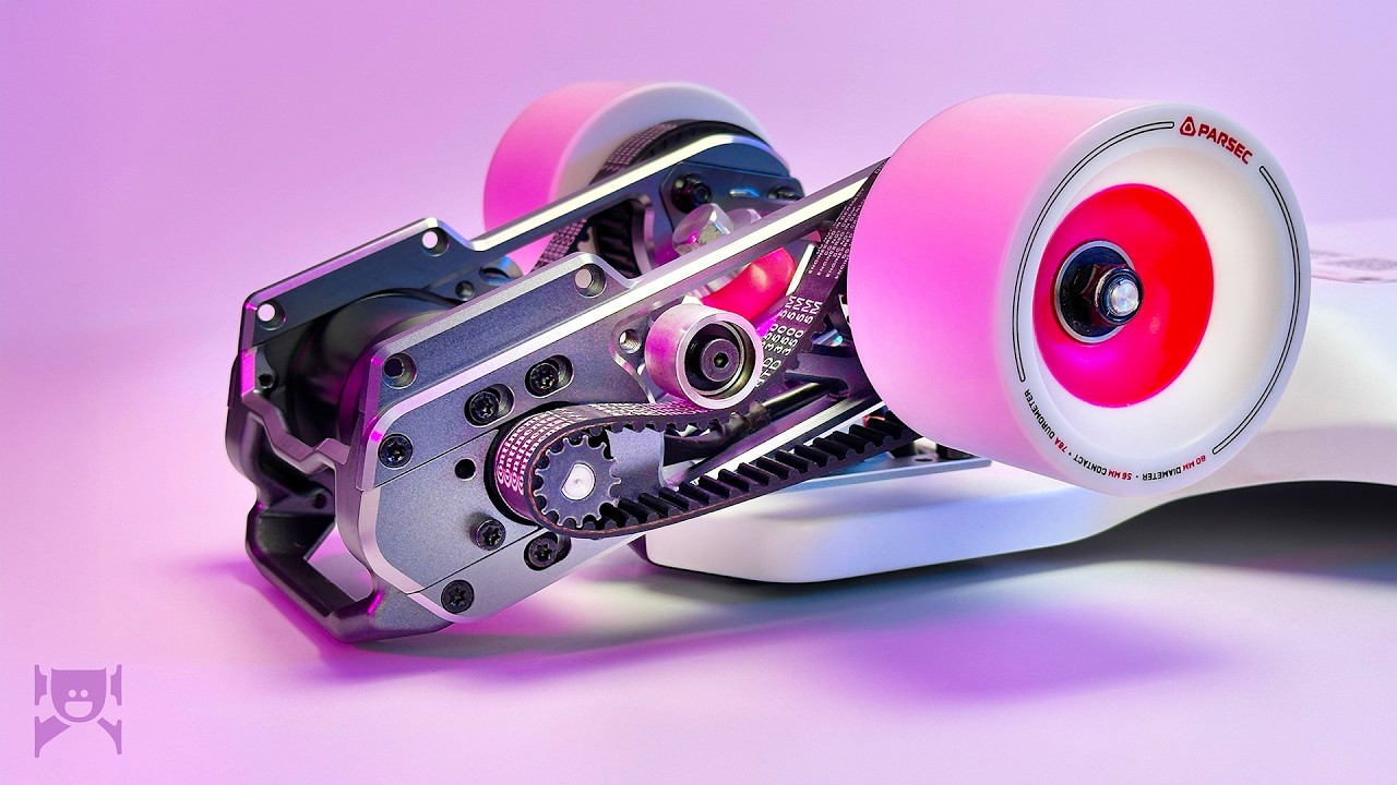 Close-up of the Parsec Aero E.P.I.C. belt drivetrain and idler pulley