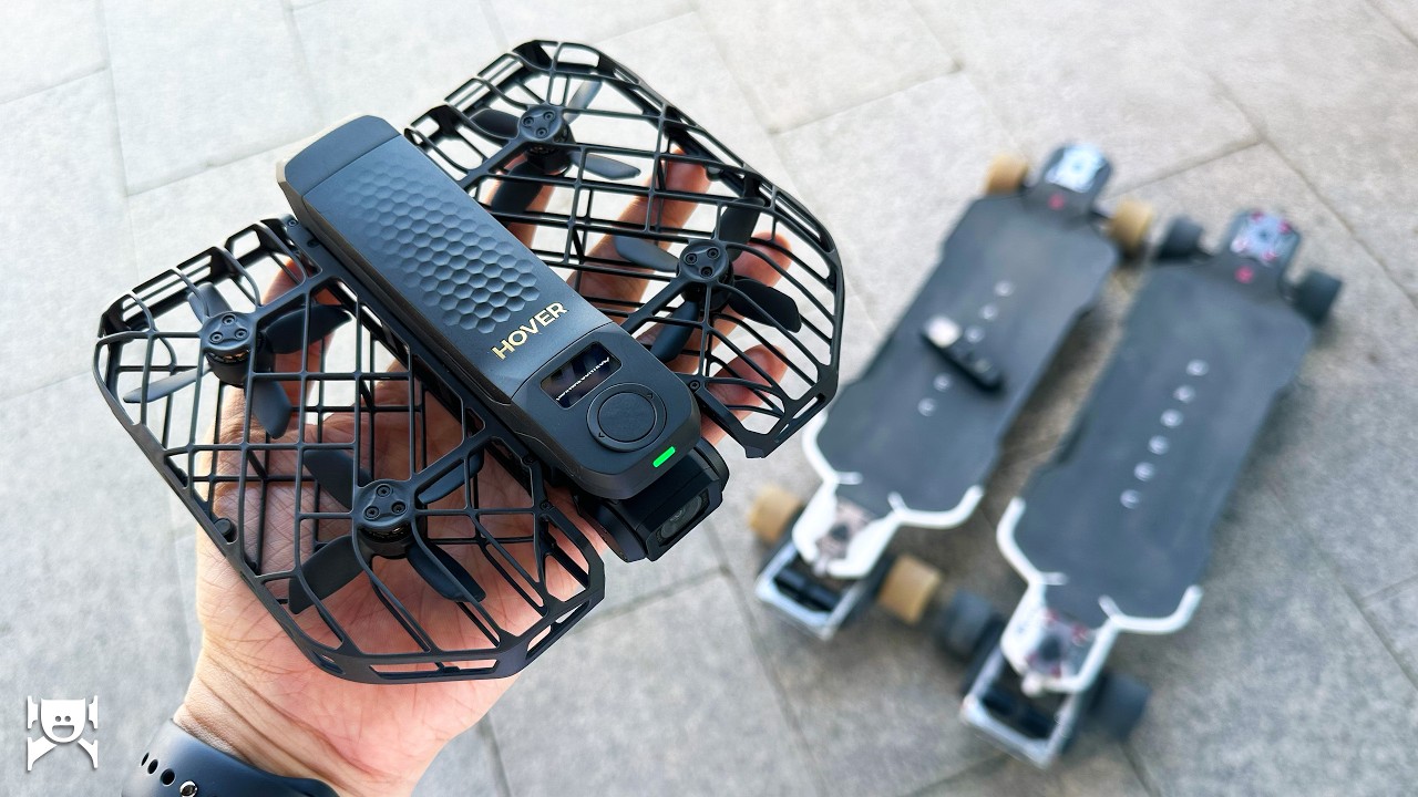 Hover X1 ProMax drone for filming electric skateboarding